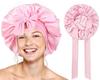 Satin Sleeping Cap Adjustable Pink + 3 Hair Ties