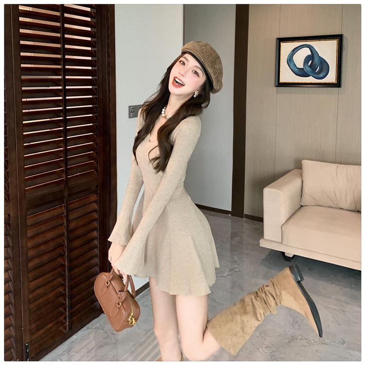 2025 Women's Knit Long-Sleeve Hip-Wrap Sweater Dress - Autumn & Winter Collection