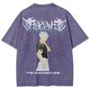 Anime Jujutsu Kaisen Gojo Satoru Graphic T Shirt Men Vintage Washed T-shirts Oversized Cotton Tee Harajuku Male Manga Tshirt
