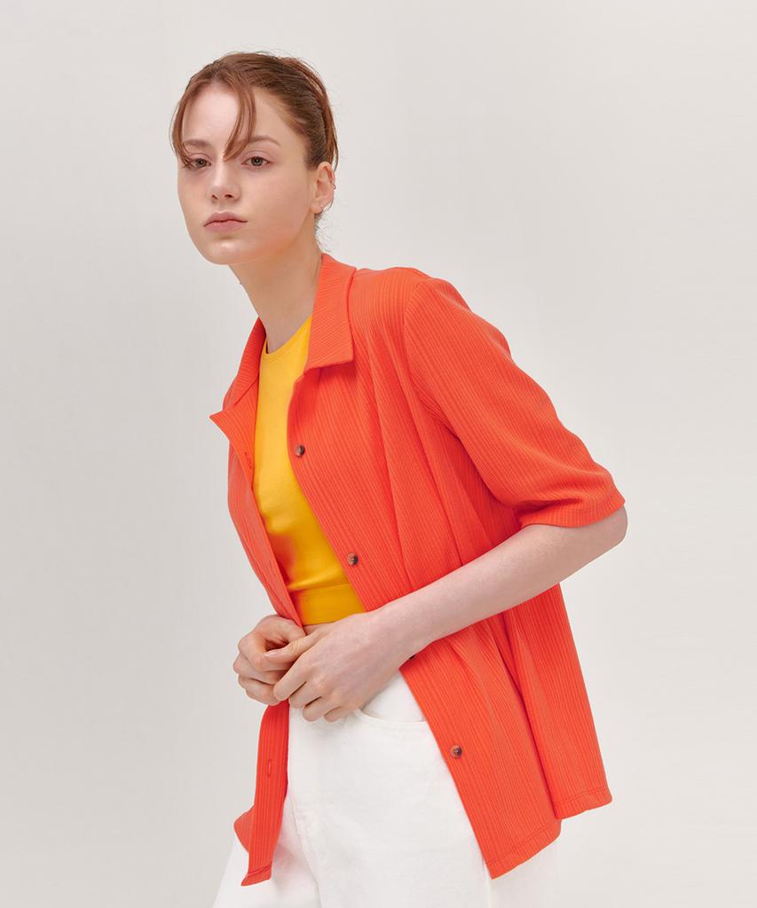 NU PARCC Summer Rib Shirt Cardigan - Orange