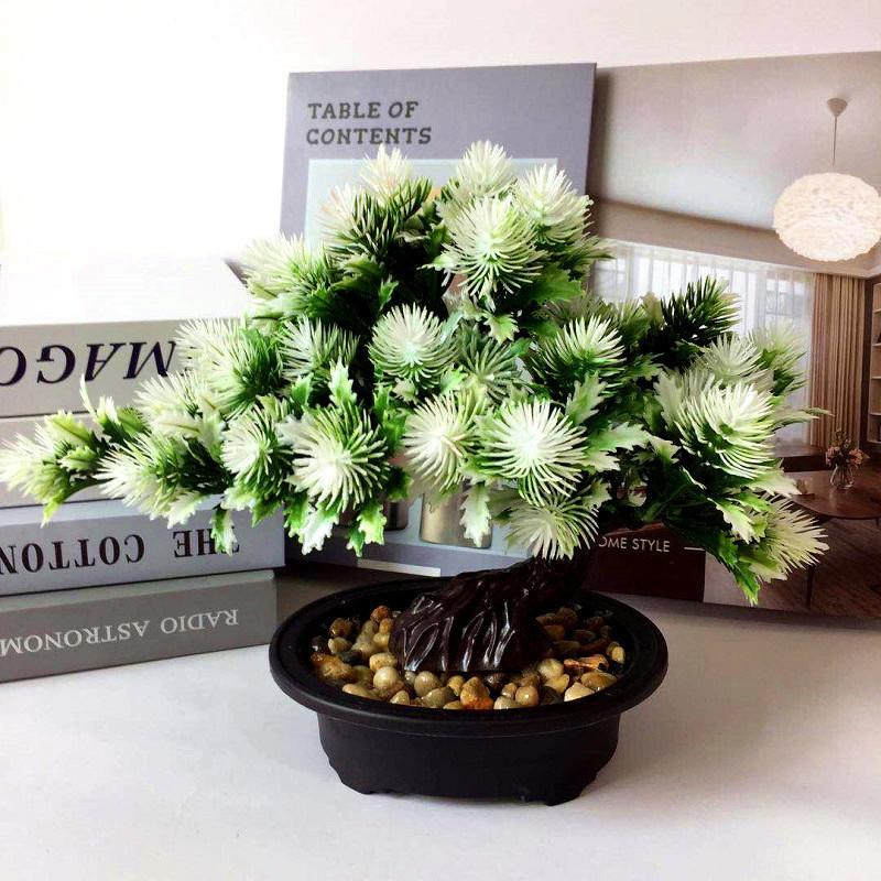 Plastics Simulated Pinus Hwangshanensis Artificial Green Plants  Plants Potted