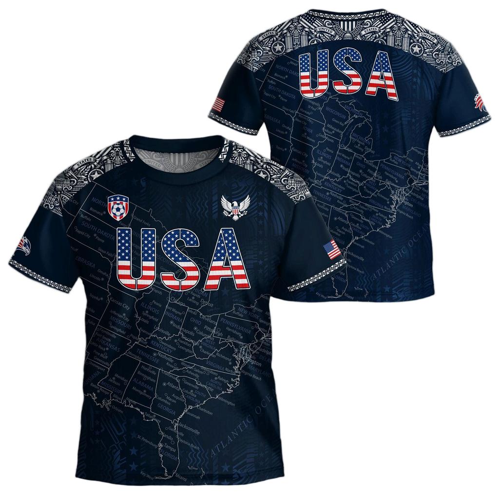 USA Men's Casual Letter Print Short Sleeve T-Shirt