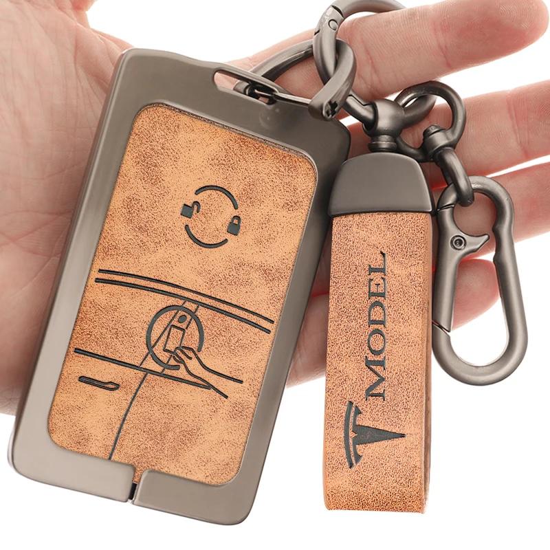 Car Sticker 2025 New Tesla Metal Car NFC Card Key Case Cover Key Bag Shell Holder Protector For Tesla Model 3 Model Y 2020 Keych