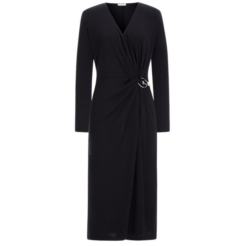 

Edition Women s V-Neck Acetate Long Dress with Metal Buckle XS (155cm)