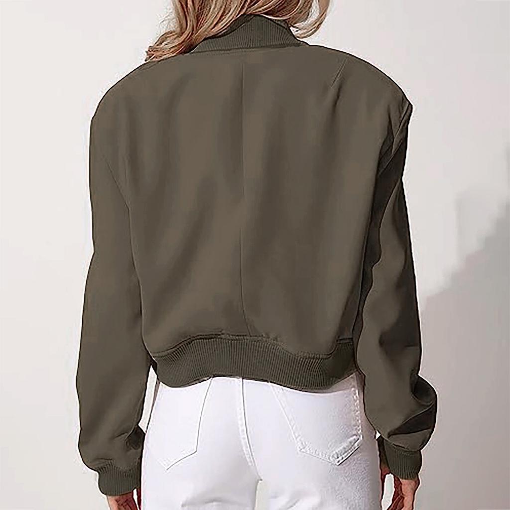 Jachetă de motocicletă de culoare solidă, cu guler dublu, haină cu mânecă lungă