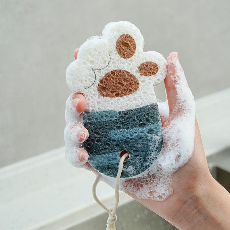Cartoon Compressed Wood Pulp Kitchen Cleaning Sponge – Absorbent, Oil-Free, Magic Wipe.