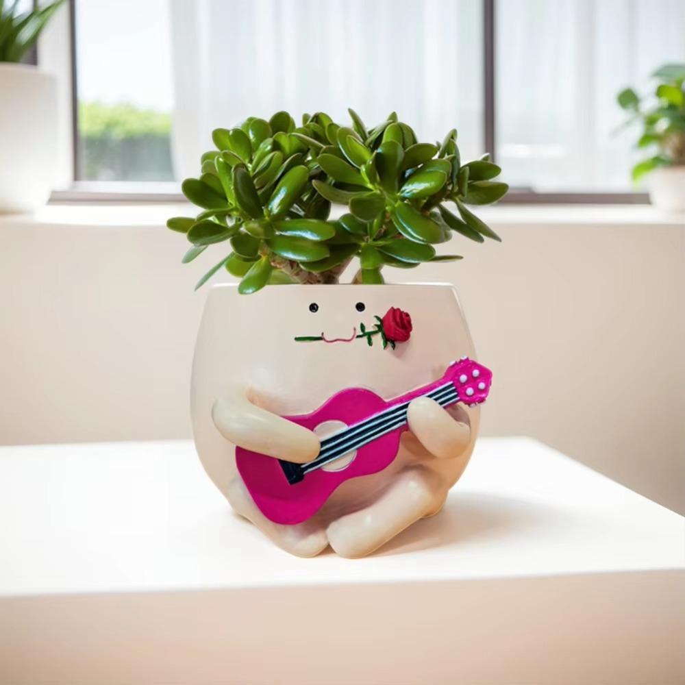 

Resin Crafts Guitar Succulent Flowerpot Cartoon Smile Face Planter Pot For Indoor Outdoor Plant фіолетовий