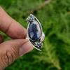 Easter Sale Sodalite Stone Sterling Silver Solitaire Flower Promise Ring Jewelry