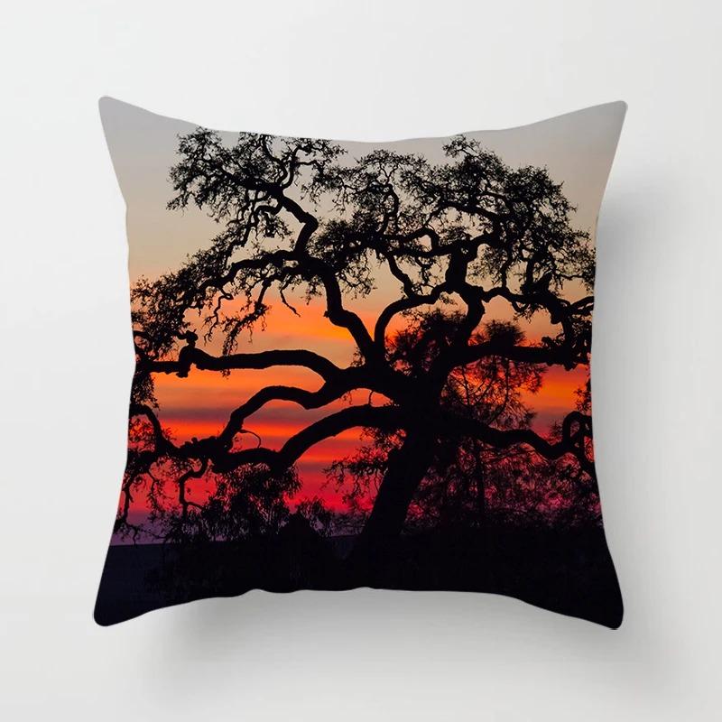 Luxury Home Decor Pillow Cover Car Living Room Sofa Cushion Cover Sunset Dusk Scenery Pattern Cushion Cover