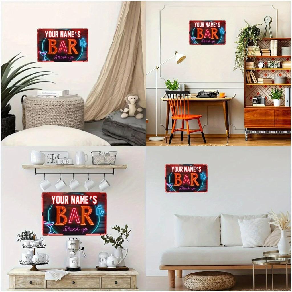 Personalized Retro Metal Neon Sign Wall Art Home Pub Club Decor