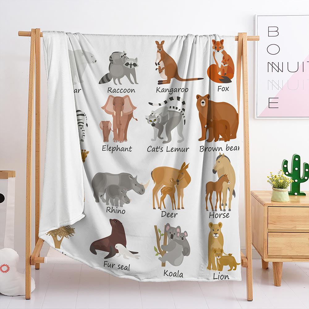 Blanket Flannel Blanket Illustration Flower Animal 3D Digital Printing Blanket Cover Blanket