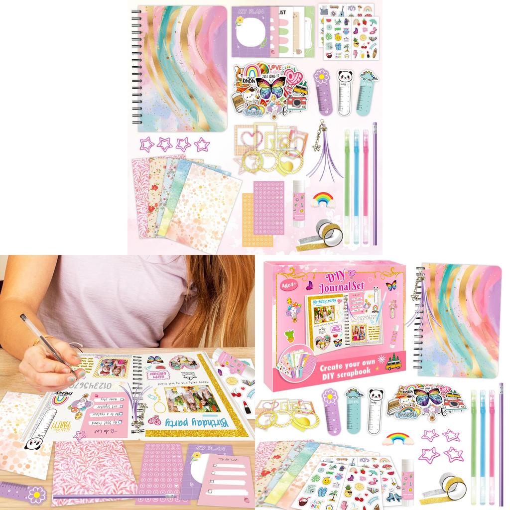 Diy Diary Set For Boys And Girls With Scrapbook Craft Supplies For Kids Age 4 Plus Gift Idea