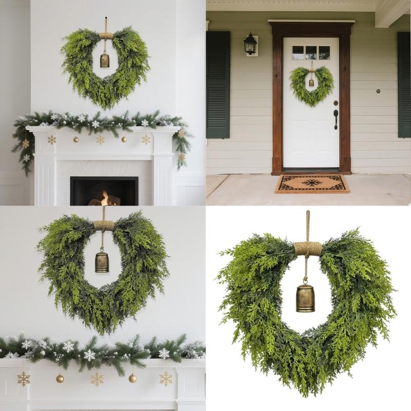 Sustainable Heart Bell Christmas Garlands Portable Safe Holiday Wreath Durable Indoors Festival Decors