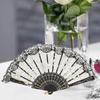 European Hand Lace   Flower Gilding Folding Fan Dancing Party Fan(lake blue)