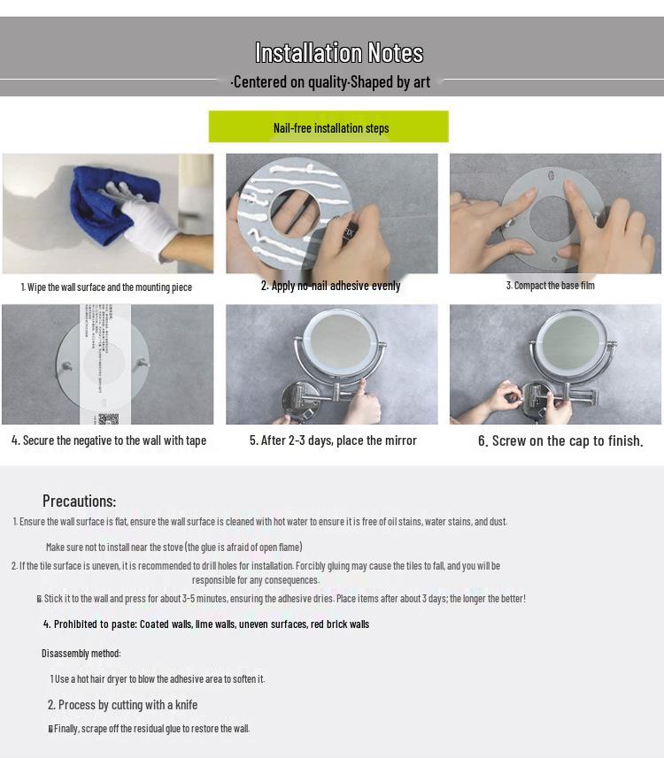 Wall-Mounted Double-Sided Foldable Makeup Mirror with Magnification for Bathroom and Toilet.