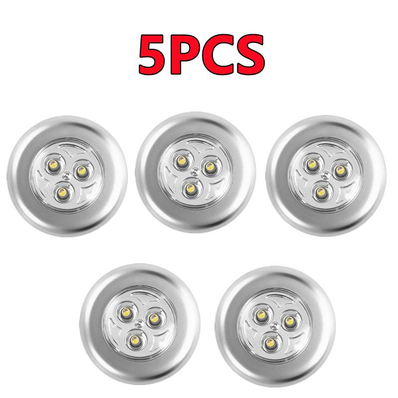 5-1PC 3 LED Night Light Touch Control Under Cabinet Light Wireless Wall Lamp Touch Switch Bedside Lamp Battery Powered Bedroom