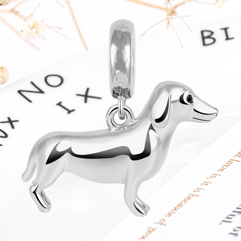 DIY Sparkling Paw Print Charm Beads for Pet Cat Dog Bracelets Jewelry Gifts Accessories