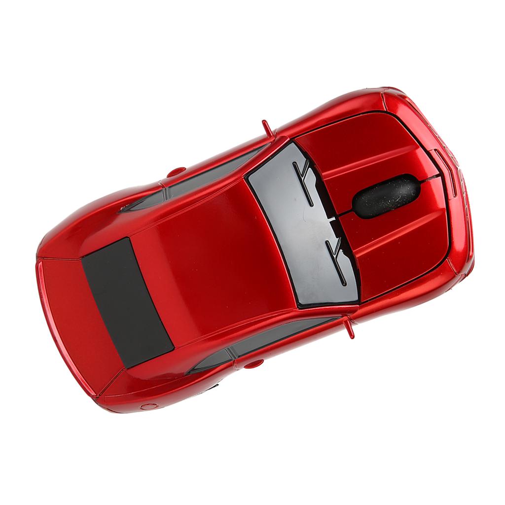 Race Car Wireless Mouse Sports Car Computer Mouse 2.4 GHz LED Light 1600 DPI Optical Sensor for OS X PC Red