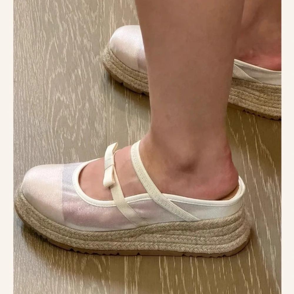 

Летние босоножки на платформе и танкетке, женские мюли, элегантные шлепанцы с закрытым носком, уличный стиль для женщин, сандалии 35 белый