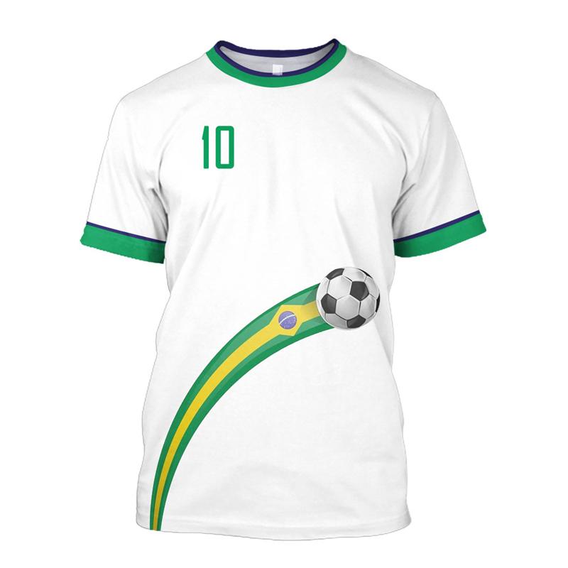 

Simple Brazil Football T-shirts Summer Fashion Short Sleeve 3D Football Printed T-Shirts Casual Sports Men s Plus Siz T-shirts 6XL