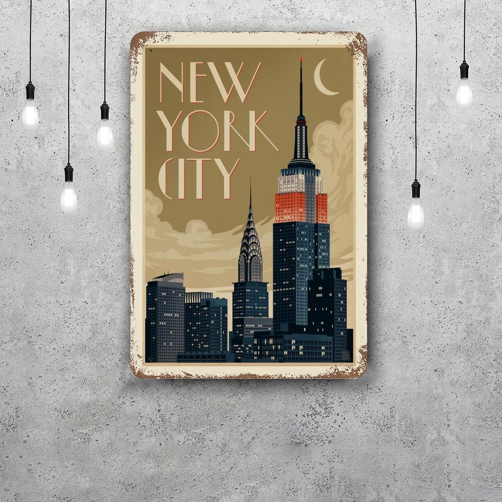 city Retro Vintage Tin Sign Poster Decorative Plaque Metal Plate Wall Decor