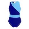 Kids Girls Sleeveless Round Neck Mesh Patchwork Hollow Back Contrast Color Dance Gymnastics Leotards