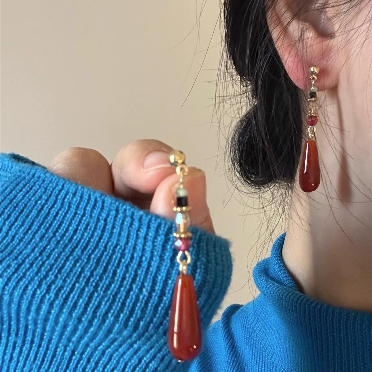 

Женские темпераментные длинные серьги в античном стиле с кисточкой, серьги и подвески One Size красный