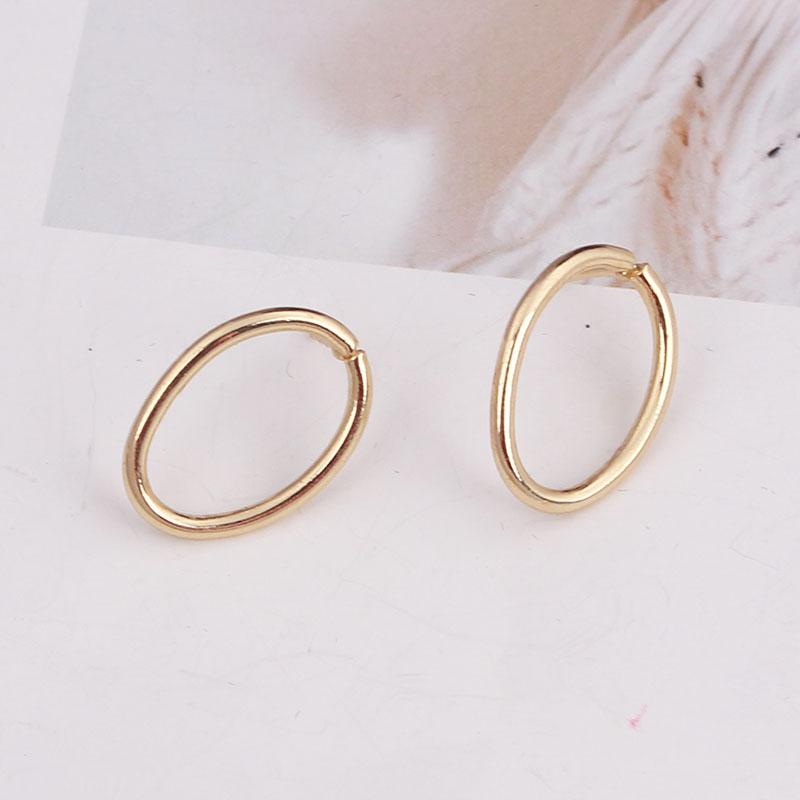 

Punk Gold Color Heart Round Oval Metal Stud Earrings Simple Geometric Earrings For Women Personality Zircon Brincos