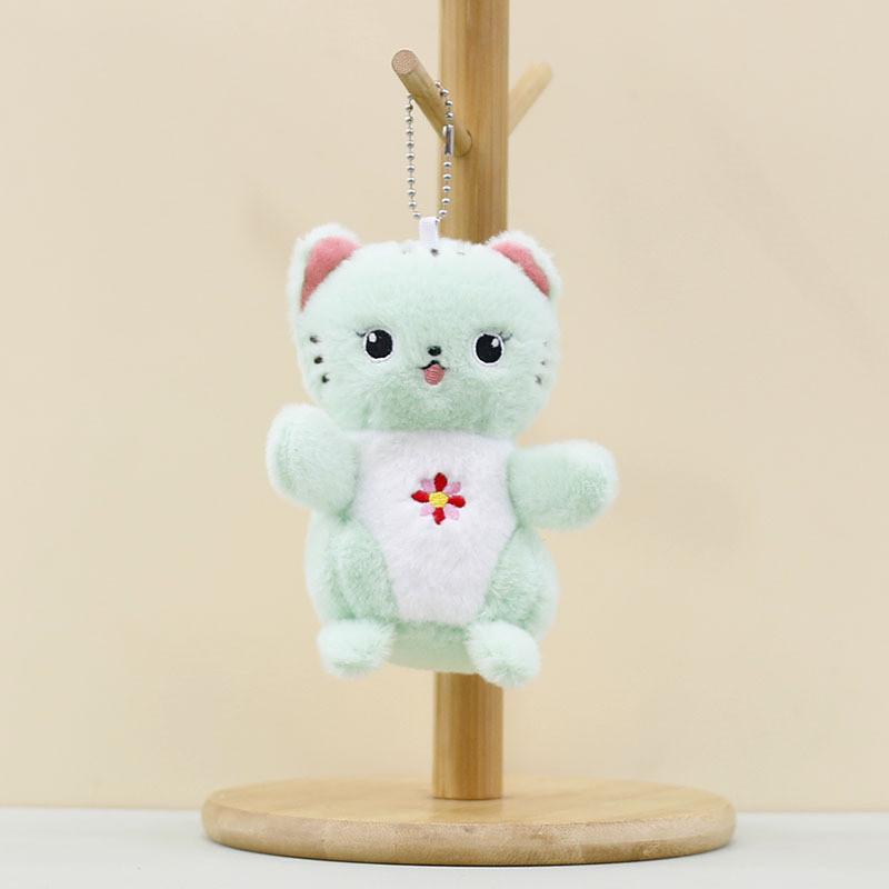 Adorable Plush Cat Keychain Soft Flower And Fishbone Design 12cm Stuffed Toy