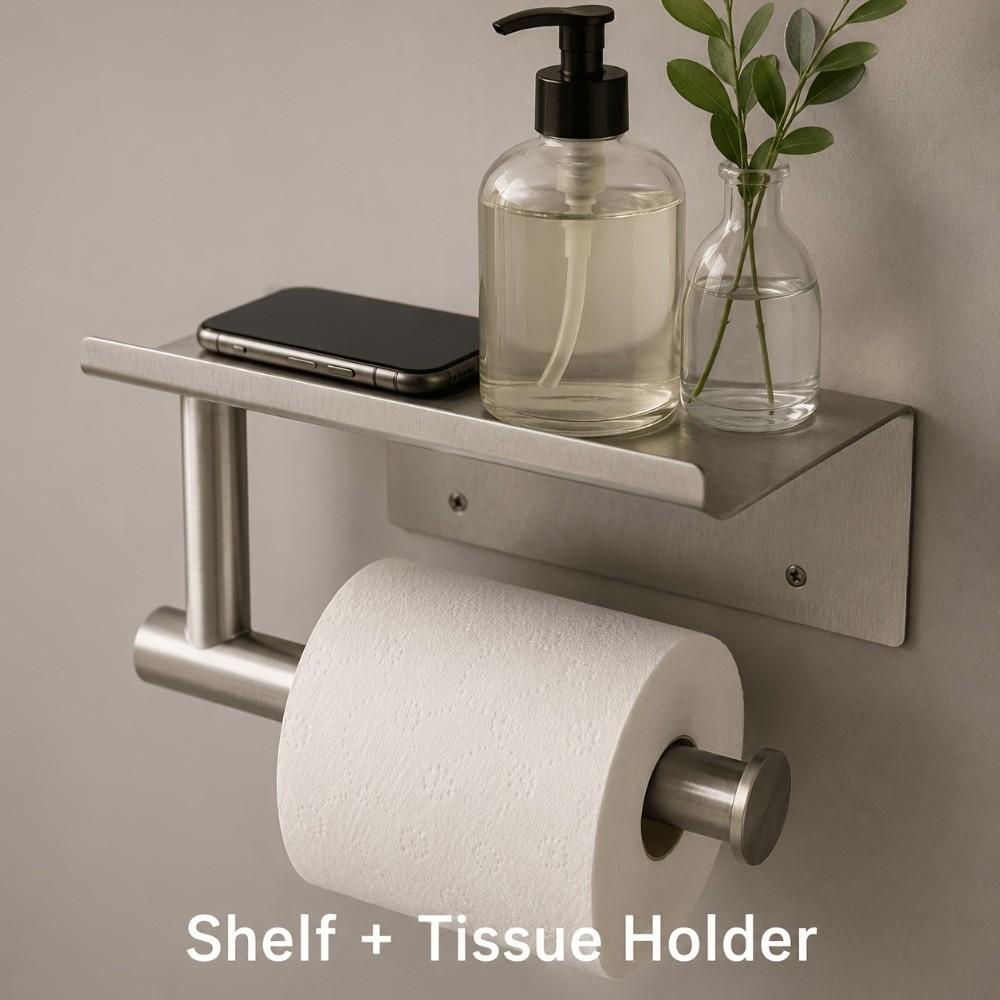 Wall Mounted Stainless Steel Toilet Paper Holder Self-Adhesive Paper Towels Holder  Indoor Use