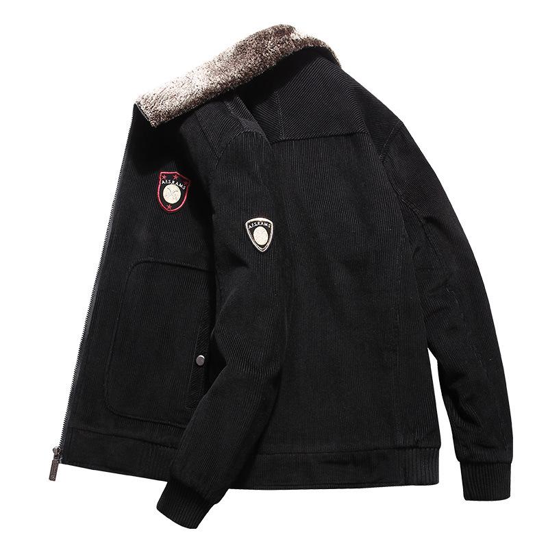 New corduroy men's jacket plus velvet jacket men's green lapel casual jacket cotton jacket
