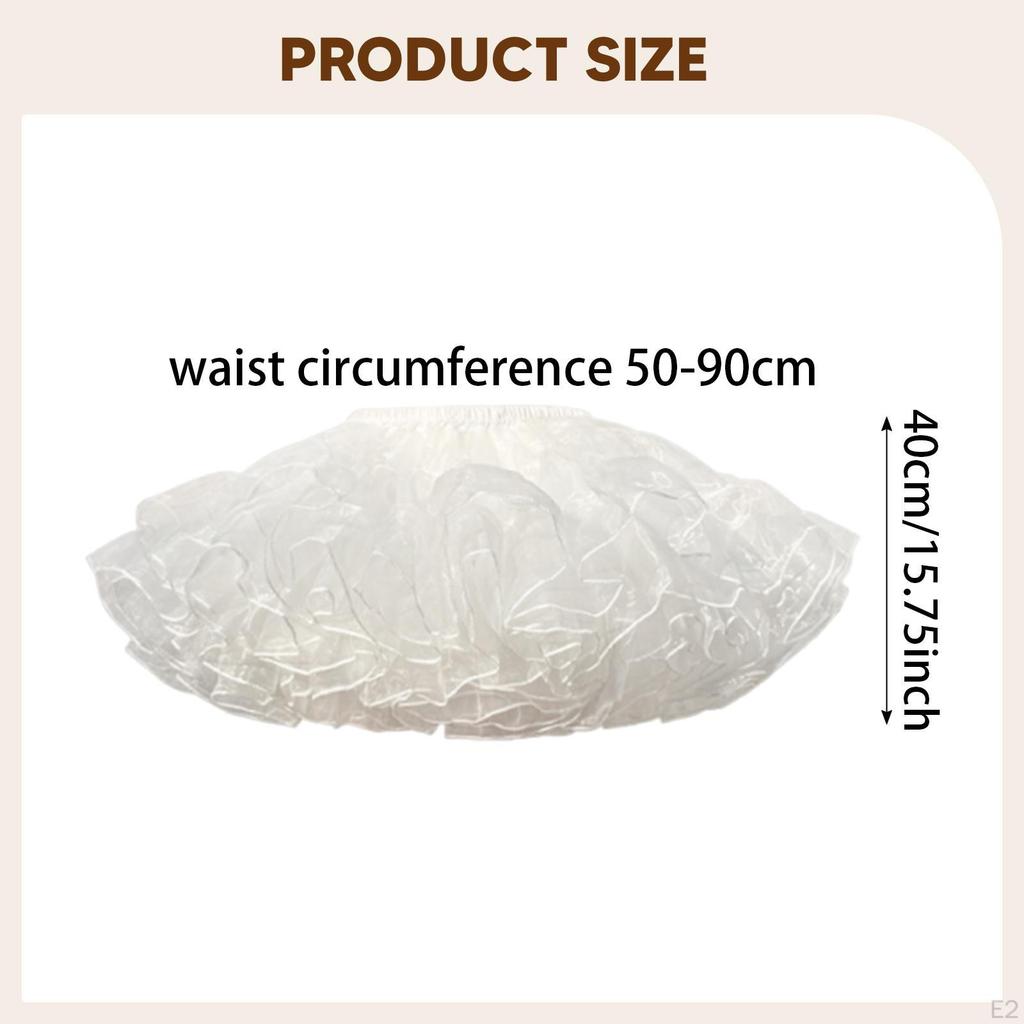 Petticoat Women's Underskirt Ruffles Tulle Crinoline Multi-layer with Elastic Waistband for