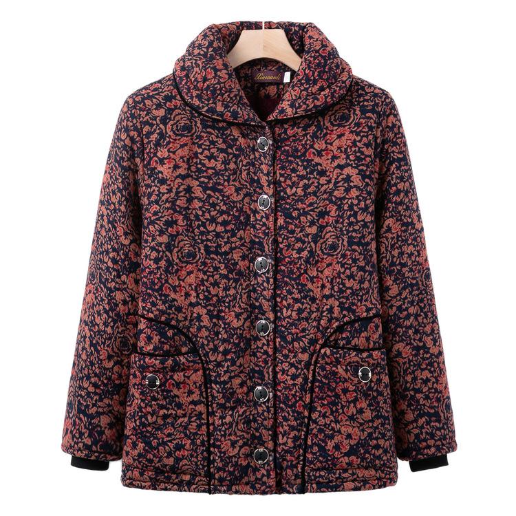 Elderly Winter Clothes New Plus Velvet Padded Coat Grandma Hooded Cotton-padded Jacket Women's Warm Soft Cotton-padded Jacket Mother Coat