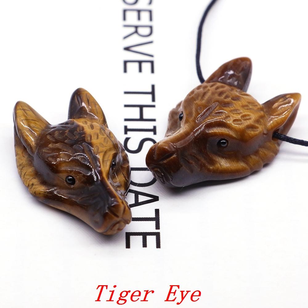 Testa di Lupo in Pietra Naturale da 1,5" Cristallo Curativo Reiki Animale Scolpito a Mano Statuetta Decorazione in Pietra Preziosa Fai da Te Accessori per Gioielli Regali