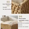 With Removable Lace Lining Woven Storage Basket Multifunctional Rectangle Shape Handmade Rattan Storage Basket Large Capacity