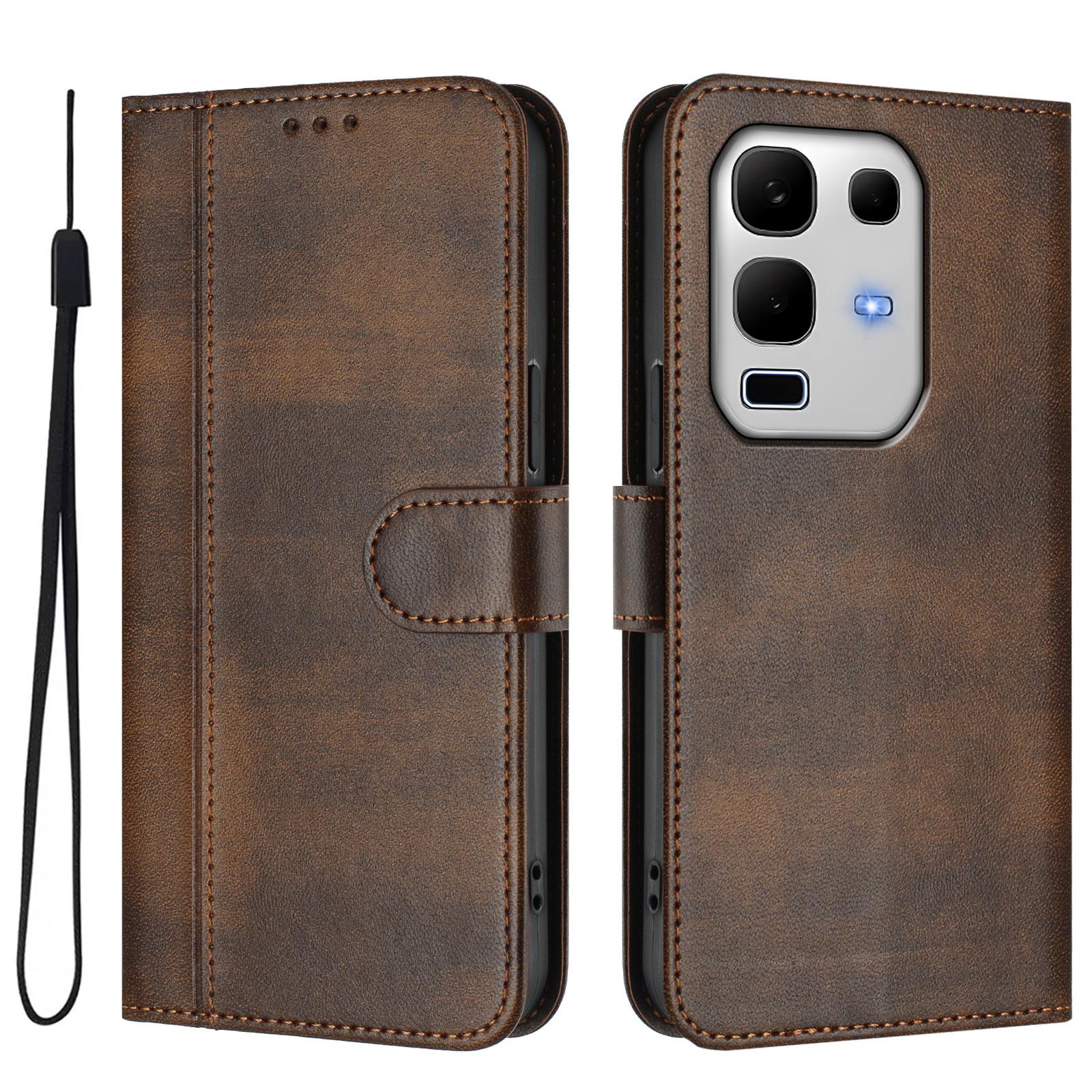 

For Infinix Note 50s 5G Cases Wallet Stand Retro Texture Leather Phone Cover with Lanyard H