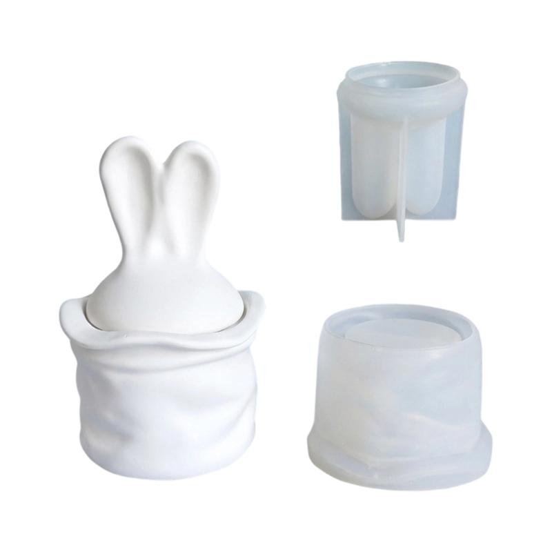 

Pack of 1 Rabbits Ear Silicone Mold Portable Silicone Jar Mold for Candle Making Crafting and DIY Storage Containers 1