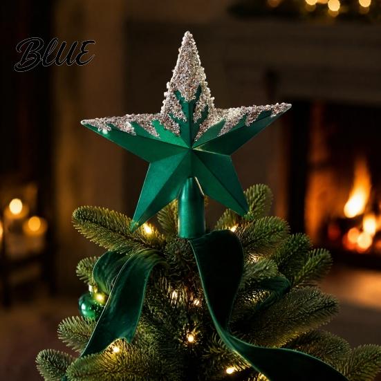 Xmas Tree Topping Ornament Glitter Sequins Star Topper Shiny Sparkly Treetop Topper Ornament Shatter-Proof Christmas Decoration for Holiday