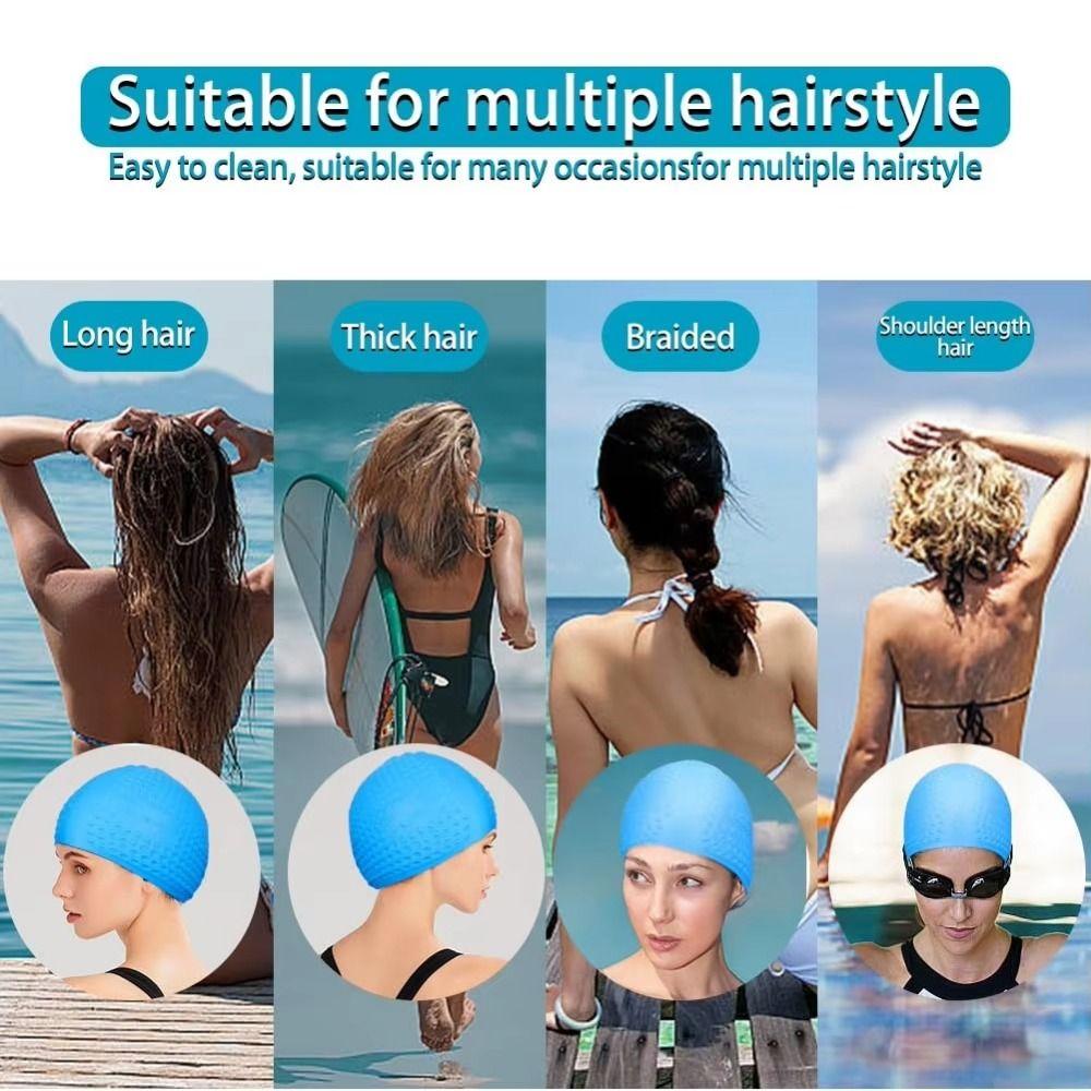 High Elasticity Silicone Swimming Cap Solid Color Swim Head Hood Diving Hat  Swimming Pool