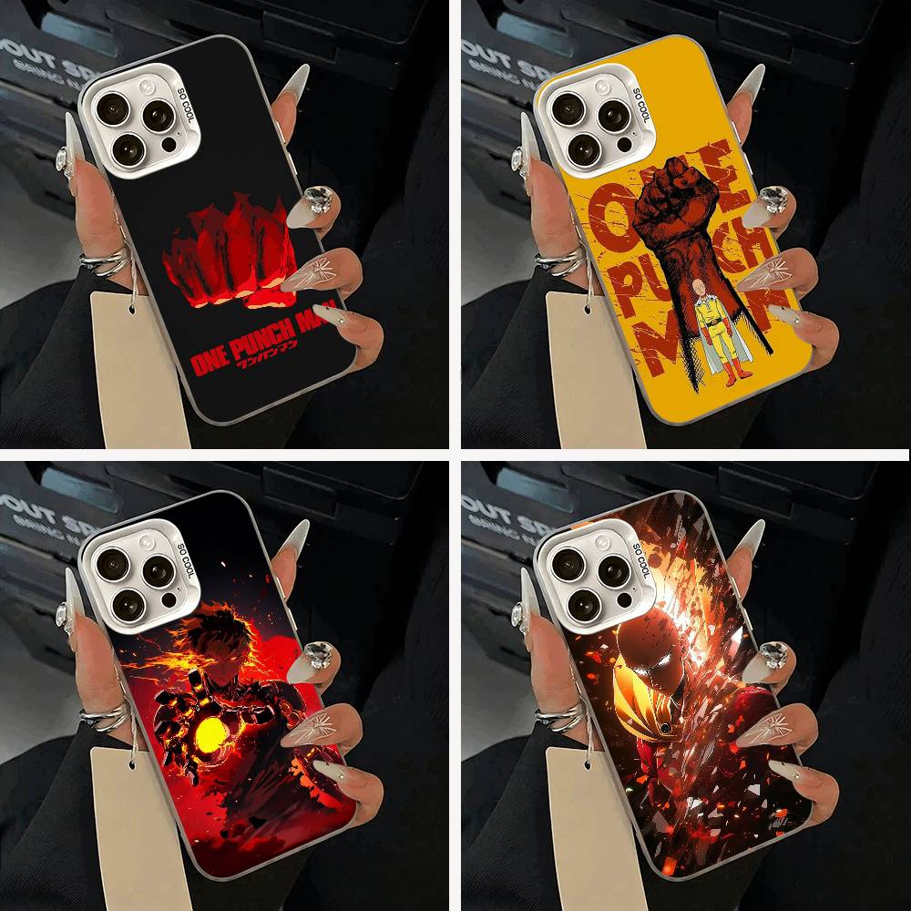 O-P-M-One-Punch -Man Phone Case For IPhone 17 Air 16 15 14 13 12 11 Pro Max White Sliver Hard Cover