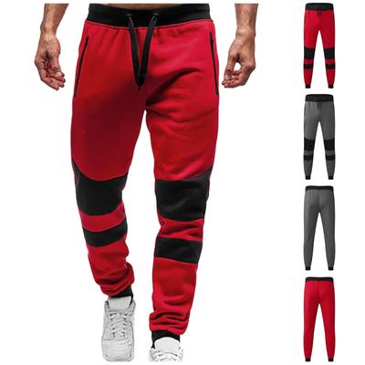 Men'S Slim Pocket Zipper Design Men'S Color Blocking Casual Trousers