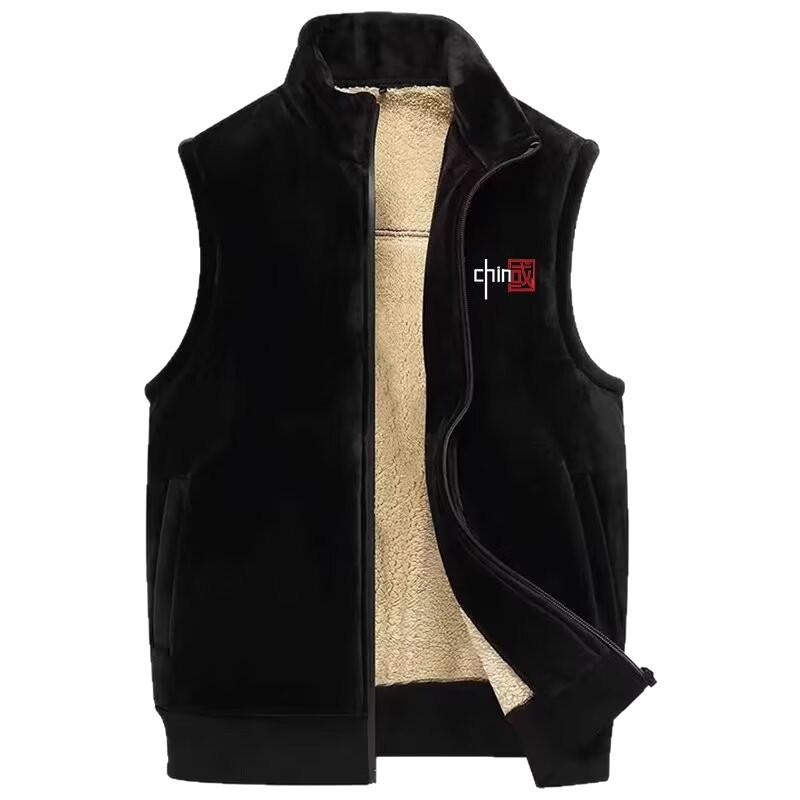 Men's Plus Size Fleece-Lined Double-Sided Vest for Middle-Aged and Elderly - Warm Autumn/Winter Outerwear