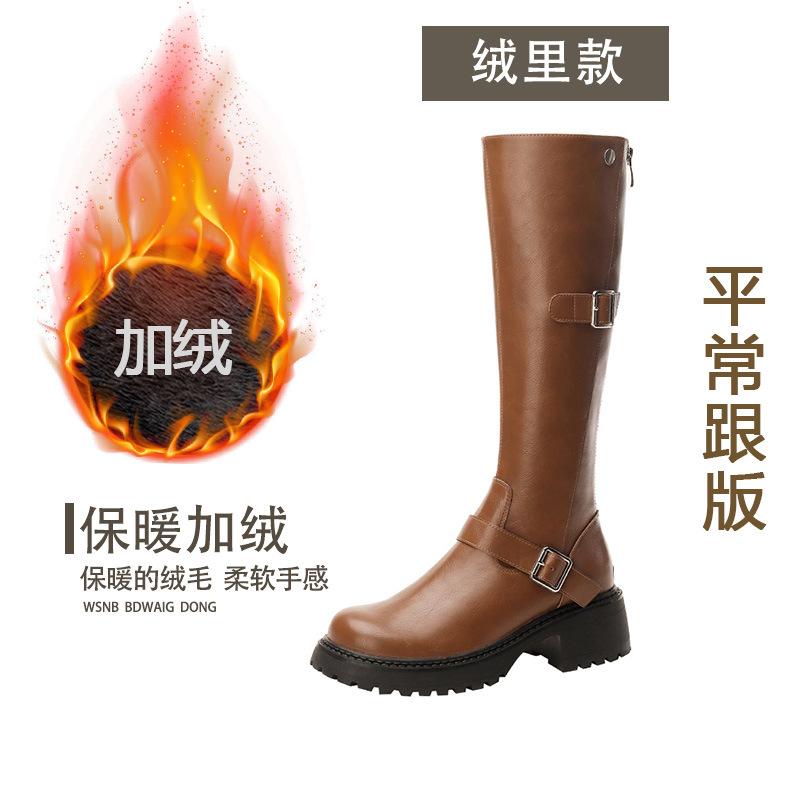 

2025 autumn and winter new knight boots long boots thick heel retro thin boots western cowboy but knee boots women 40