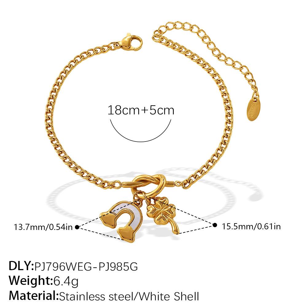 Diy Oil Drop Pendant Bracelet Women'S Stainless Steel Gold-Plated Simple Fashion Trend Jewelry