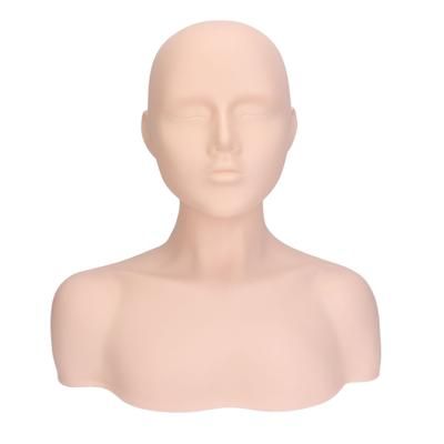 Mannequin Head with Shoulder PVC Realistic Makeup Mannequin Head for Wig Hat Display Eyelash