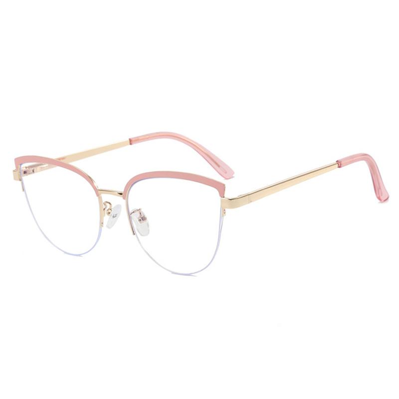 Vintage Metal Cat Eye Glasses Frame Women Cat-Eye Retro Luxury Eyeglasses Frame Brand Designer Computer Literature Glasses