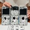 2pcs Astronaut Pattern Folding Shell For Samsung Galaxy Z Flip6 Flip5 Flip4 Flip3 Planet Clear Shockproof Slim Phone Case Cover