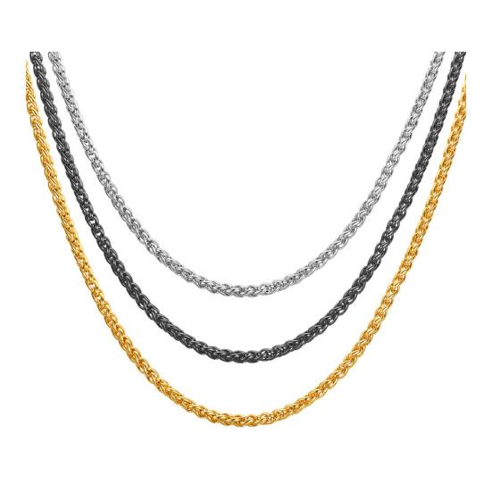Collana a Catena di Grano per Uomo Tono Oro Argento Nero Catene di Grano 3mm Collana in Acciaio al Titanio per Uomo Ragazzo Regali di Compleanno