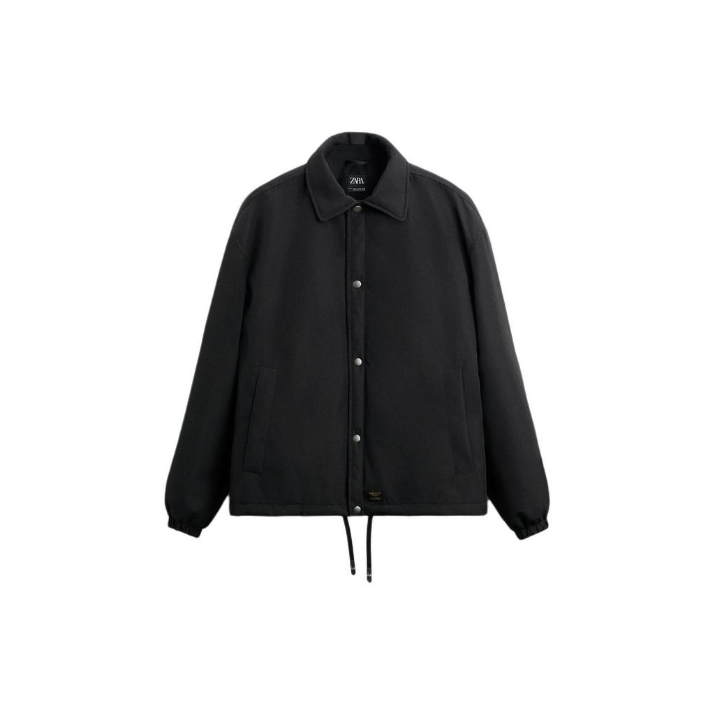 Zara Solid Color Lapel Single-Breasted Versatile Long Sleeve Jacket Men jackets Black 3833311-800