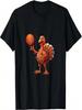 Thanksgiving Turkey Basketball Player Funny Boys Girls Kids T-Shirt